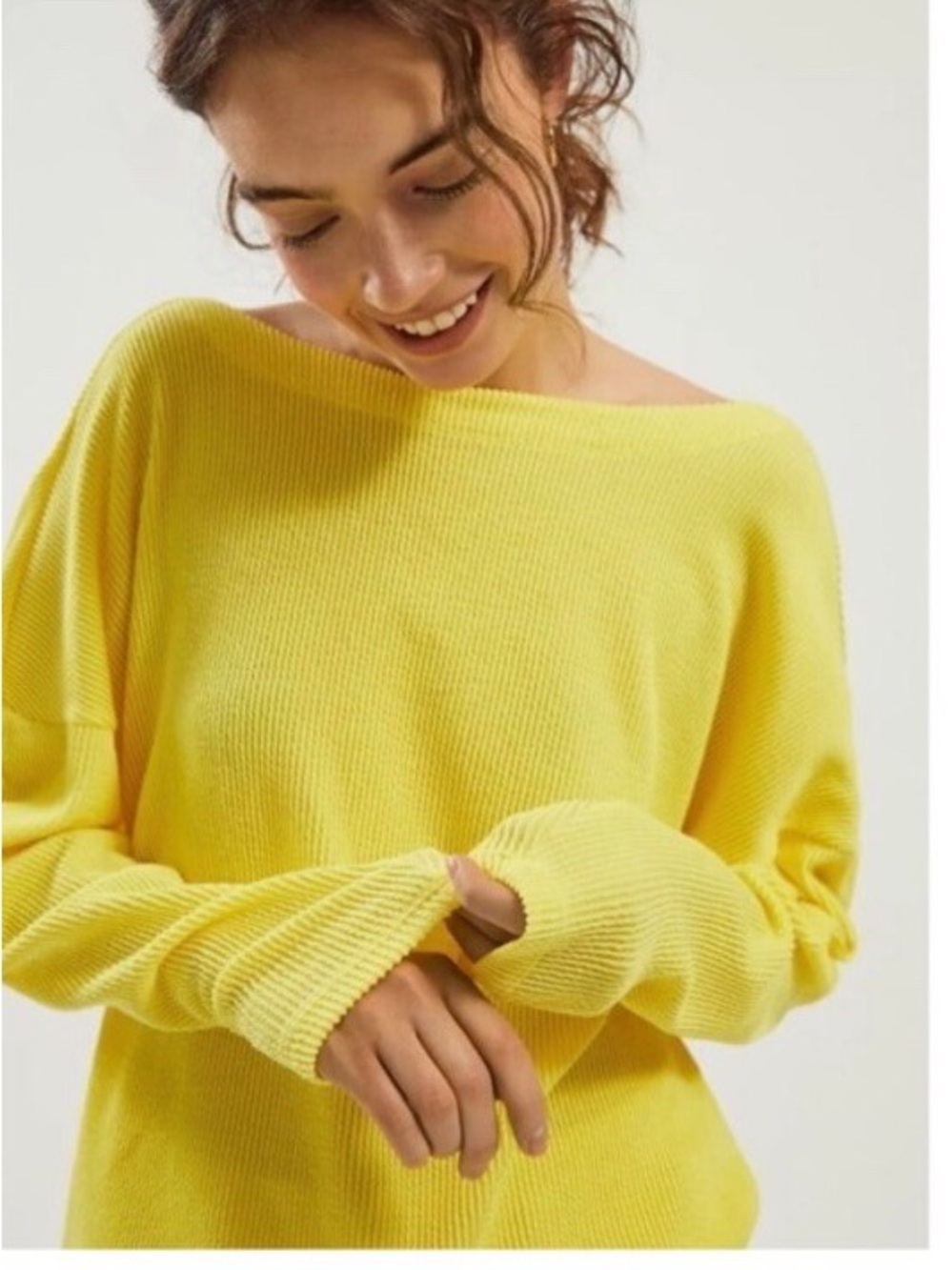 Maeve Kasi Sunny Yellow Knit Pullover Scoop-Neck Sweater